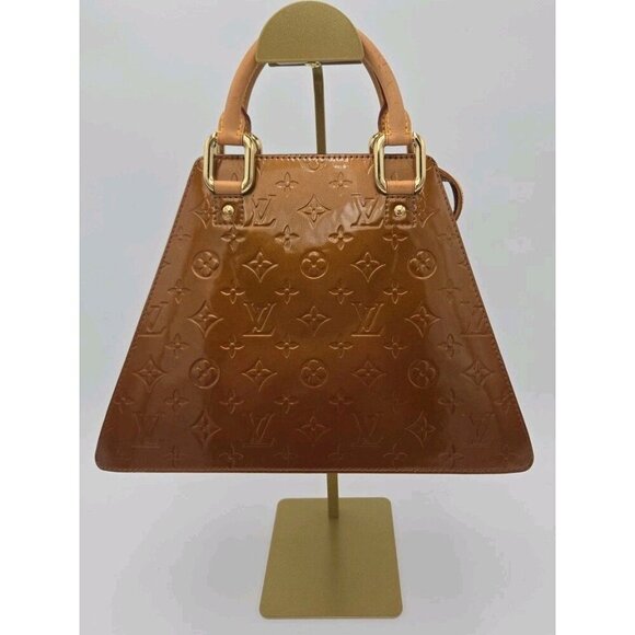 Louis Vuitton Vernis Forsyth Bronze M91113 Handbag Leather Authentic Trapezoid - Picture 1 of 15